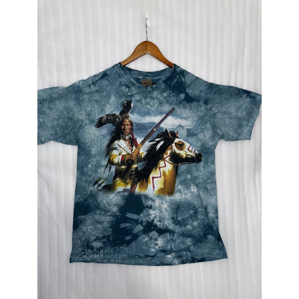 Vintage 1997 The Mountain T-Shirt Sz XL Native American Indian Warrior  Nature